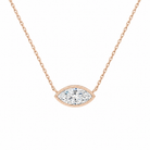 Sienna Marquise Bezel Solitaire Lab-Grown Diamond Necklace in 14K Rose Gold, front view
