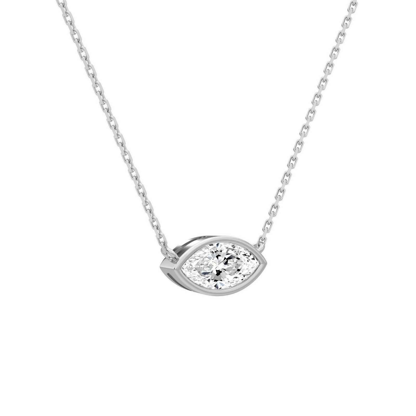 Sienna Marquise Bezel Solitaire Diamond Necklace in 14K White Gold second product view