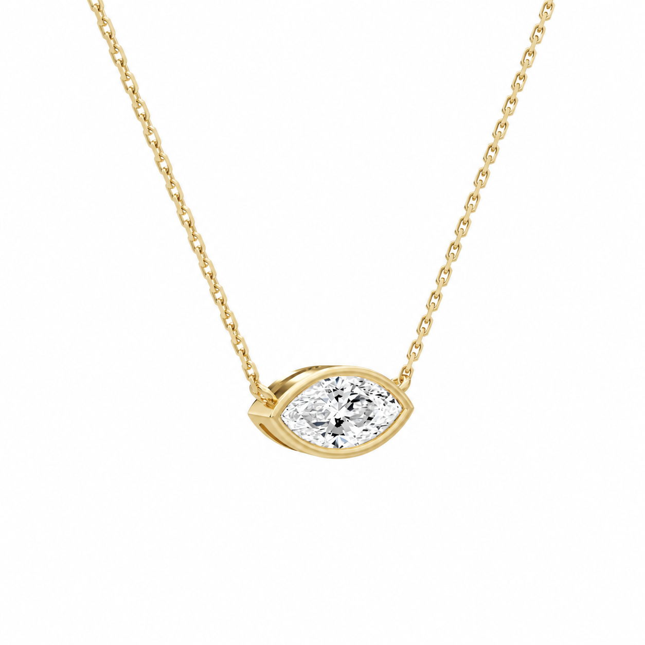 Sienna Marquise Bezel Solitaire Diamond Necklace in 18K Yellow Gold second product view