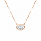Sienna Oval Bezel Solitaire Lab-Grown Diamond Necklace in 14K Rose Gold, front view