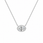 Sienna Oval Bezel Solitaire Lab-Grown Diamond Necklace in 14K White Gold, front view