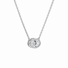 Sienna Oval Bezel Solitaire Lab-Grown Diamond Necklace in 14K White Gold, alternate product view