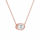 Sienna Oval Bezel Solitaire Diamond Necklace in 14K Rose Gold second product view