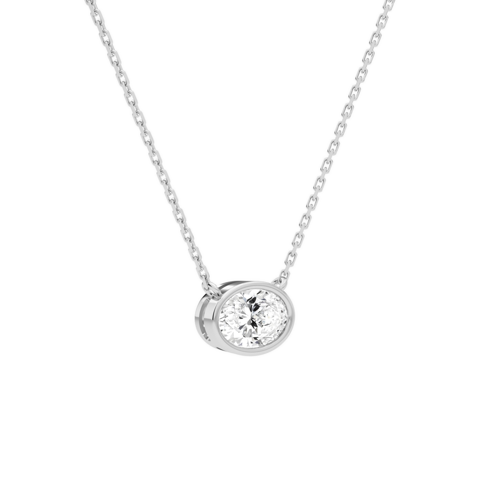 Sienna Oval Bezel Solitaire Diamond Necklace in 14K White Gold second product view