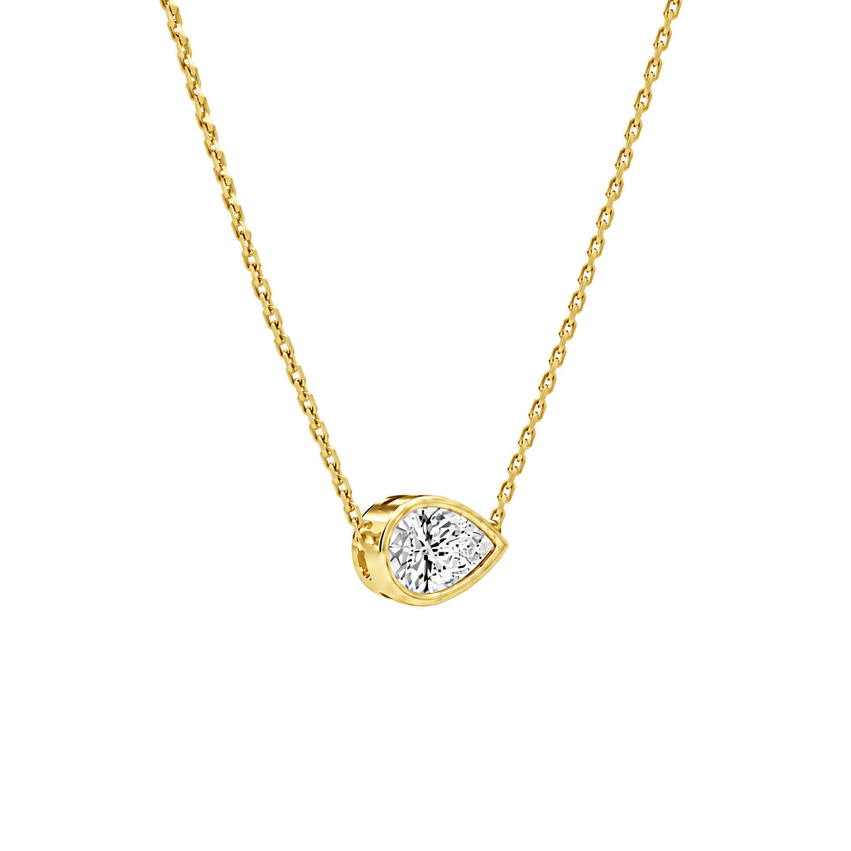 Sienna Pear Bezel Solitaire Lab-Grown Diamond Necklace in 14K Yellow Gold, alternate product view