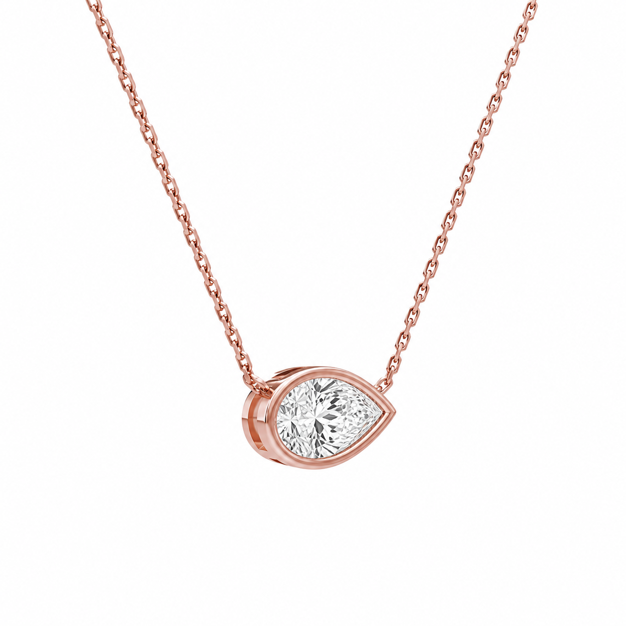 Sienna Pear Bezel Solitaire Diamond Necklace in 14K Rose Gold second product view