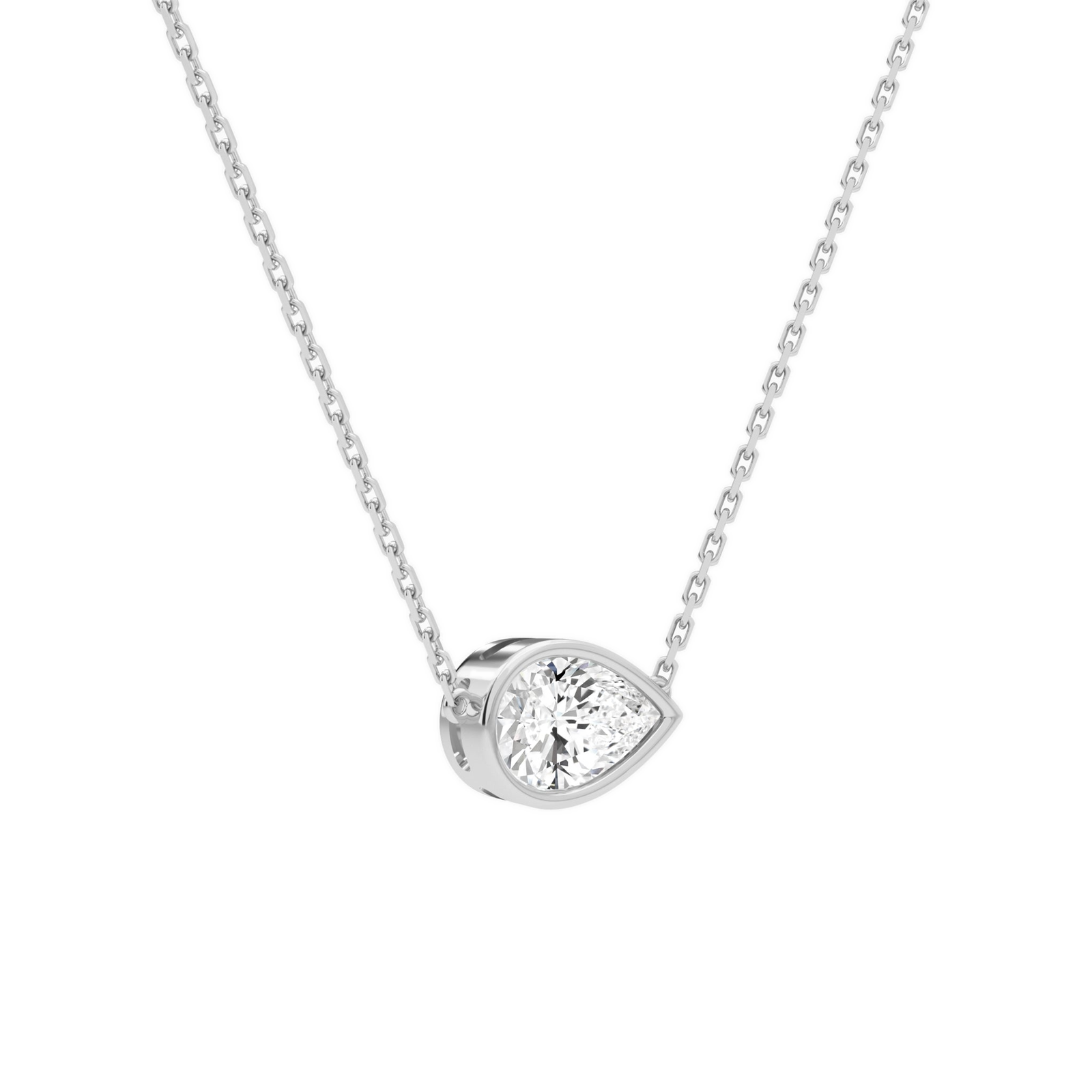 Sienna Pear Bezel Solitaire Diamond Necklace in 14K White Gold second product view