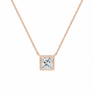 Sienna Princess Bezel Solitaire Lab-Grown Diamond Necklace in 14K Rose Gold, front view