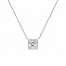 Sienna Princess Bezel Solitaire Lab-Grown Diamond Necklace in 14K White Gold, front view