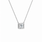 Sienna Princess Bezel Solitaire Lab-Grown Diamond Necklace in 18K White Gold, alternate product view