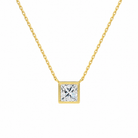 Sienna Princess Bezel Solitaire Lab-Grown Diamond Necklace in 18K Yellow Gold, front view
