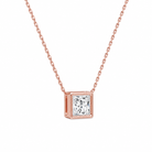 Sienna Princess Bezel Solitaire Diamond Necklace in 14K Rose Gold second product view