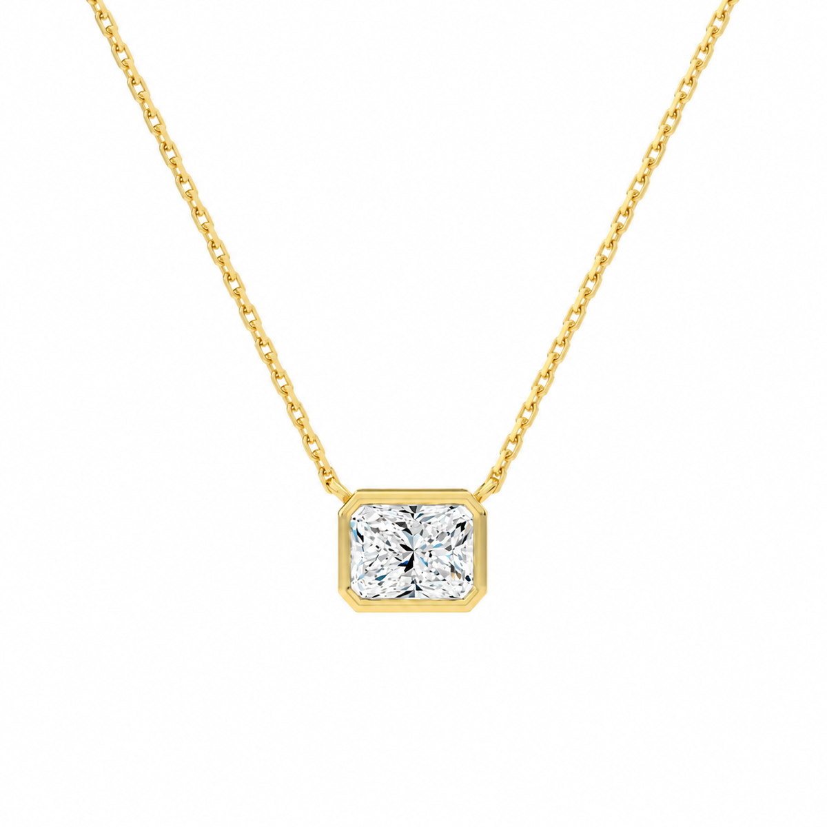 Sienna Radiant Bezel Solitaire Lab-Grown Diamond Necklace in 14K Yellow Gold, front view