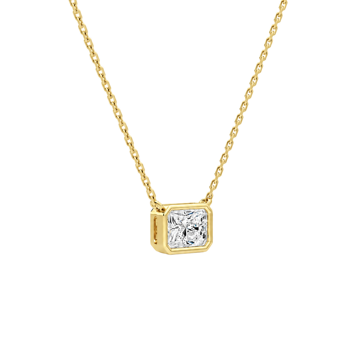Sienna Radiant Bezel Solitaire Lab-Grown Diamond Necklace in 14K Yellow Gold, alternate product view