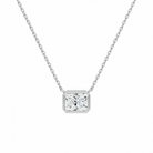 Sienna Radiant Bezel Solitaire Lab-Grown Diamond Necklace in Platinum, front view