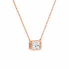 Sienna Radiant Bezel Solitaire Diamond Necklace in 14K Rose Gold second product view