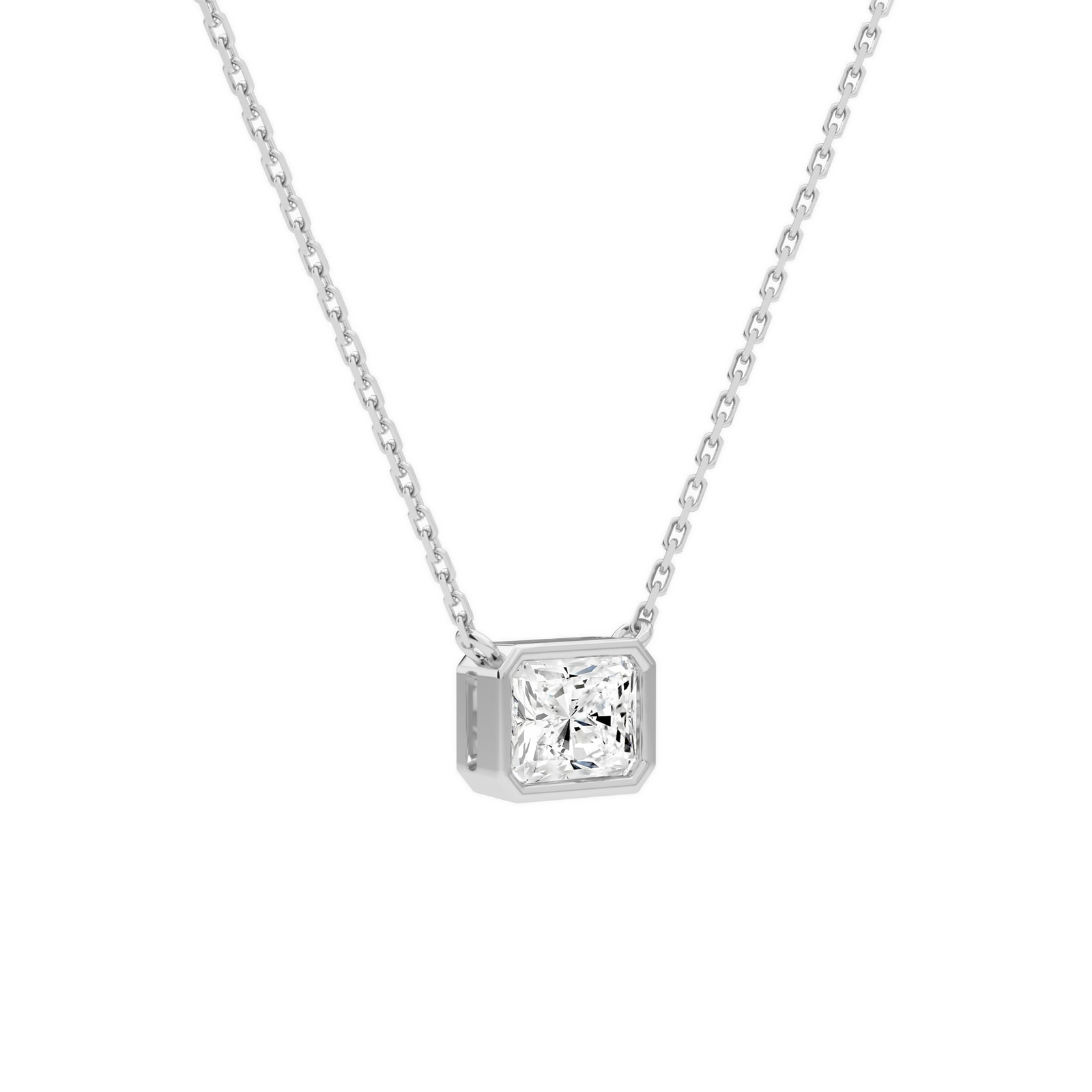 Sienna Radiant Bezel Solitaire Diamond Necklace in 14K White Gold second product view
