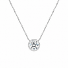 Sienna Round Bezel Solitaire Lab-Grown Diamond Necklace in 18K White Gold, front view