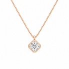 Stellaire Asscher Bezel Solitaire Lab-Grown Diamond Pendant Necklace in 14K Rose Gold, front view