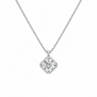 Stellaire Asscher Bezel Solitaire Lab-Grown Diamond Pendant Necklace in 14K White Gold, front view