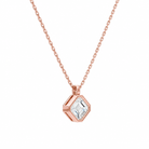 Stellaire Asscher Bezel Solitaire Diamond Pendant Necklace in 14K Rose Gold second product view