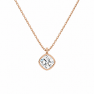 Stellaire Cushion Bezel Solitaire Lab-Grown Diamond Pendant Necklace in 14K Rose Gold, front view
