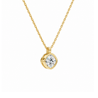 Stellaire Cushion Bezel Solitaire Lab-Grown Diamond Pendant Necklace in 14K Yellow Gold, alternate product view