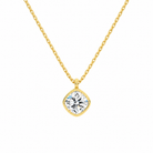 Stellaire Cushion Bezel Solitaire Lab-Grown Diamond Pendant Necklace in 18K Yellow Gold, front view