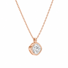 Stellaire Cushion Bezel Solitaire Diamond Pendant Necklace in 14K Rose Gold second product view