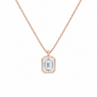 Stellaire Emerald Bezel Solitaire Lab-Grown Diamond Pendant Necklace in 14K Rose Gold, front view