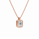 Stellaire Emerald Bezel Solitaire Lab-Grown Diamond Pendant Necklace in 14K Rose Gold, alternate product view