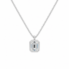 Stellaire Emerald Bezel Solitaire Lab-Grown Diamond Pendant Necklace in 14K White Gold, front view