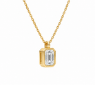Stellaire Emerald Bezel Solitaire Lab-Grown Diamond Pendant Necklace in 14K Yellow Gold, alternate product view