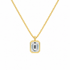 Stellaire Emerald Bezel Solitaire Lab-Grown Diamond Pendant Necklace in 18K Yellow Gold, front view