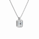 Stellaire Emerald Bezel Solitaire Lab-Grown Diamond Pendant Necklace in Platinum, alternate product view