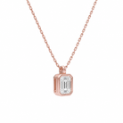 Stellaire Emerald Bezel Solitaire Diamond Pendant Necklace in 14K Rose Gold second product view