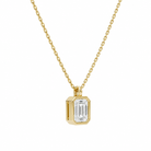 Stellaire Emerald Bezel Solitaire Diamond Pendant Necklace in 14K Yellow Gold second product view