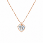 Stellaire Heart Bezel Solitaire Lab-Grown Diamond Pendant Necklace in 14K Rose Gold, front view