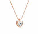 Stellaire Heart Bezel Solitaire Lab-Grown Diamond Pendant Necklace in 14K Rose Gold, alternate product view