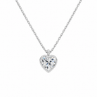 Stellaire Heart Bezel Solitaire Lab-Grown Diamond Pendant Necklace in 14K White Gold, front view