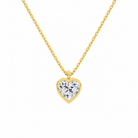 Stellaire Heart Bezel Solitaire Lab-Grown Diamond Pendant Necklace in 14K Yellow Gold, front view