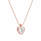 Stellaire Heart Bezel Solitaire Diamond Pendant Necklace in 14K Rose Gold second product view