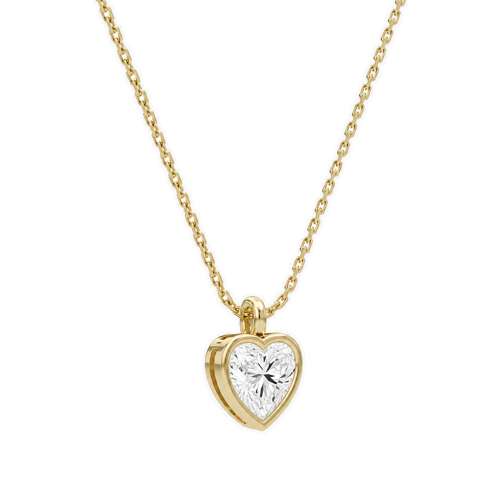 Stellaire Heart Bezel Solitaire Diamond Pendant Necklace in 14K Yellow Gold second product view