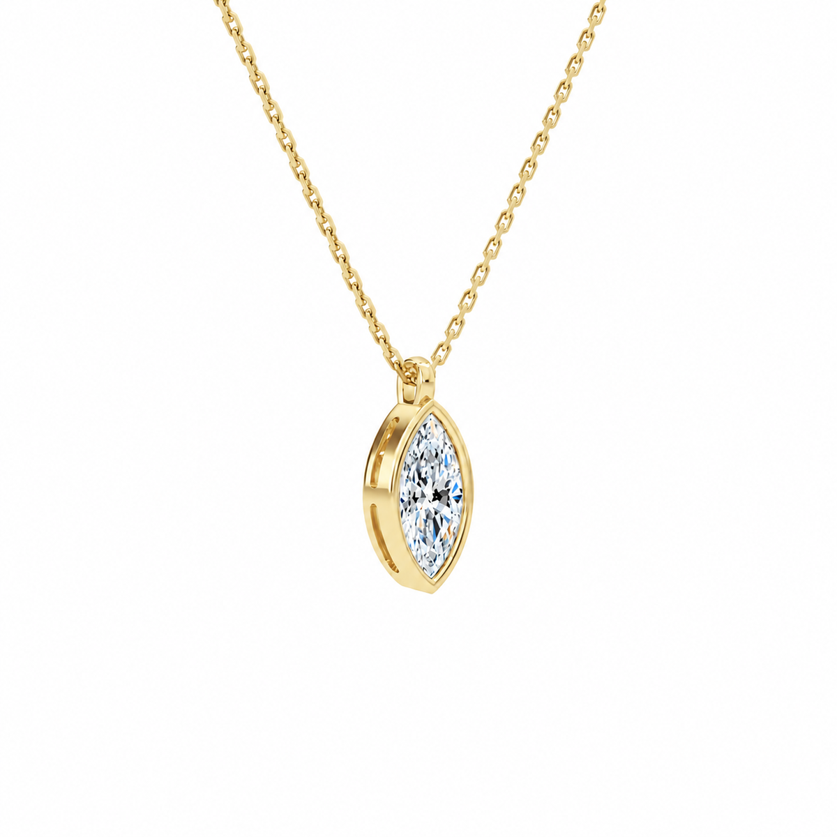 Stellaire Marquise Bezel Solitaire Lab-Grown Diamond Pendant Necklace in 14K Yellow Gold, alternate product view