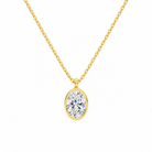 Stellaire Oval Bezel Solitaire Lab-Grown Diamond Pendant Necklace in 14K Yellow Gold, front view