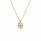 Stellaire Oval Bezel Solitaire Lab-Grown Diamond Pendant Necklace in 14K Yellow Gold, alternate product view