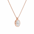 Stellaire Oval Bezel Solitaire Diamond Pendant Necklace in 14K Rose Gold second product view