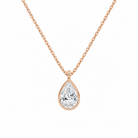 Stellaire Pear Bezel Solitaire Lab-Grown Diamond Pendant Necklace in 14K Rose Gold, front view