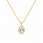 Stellaire Pear Bezel Solitaire Lab-Grown Diamond Pendant Necklace in 14K Yellow Gold, front view