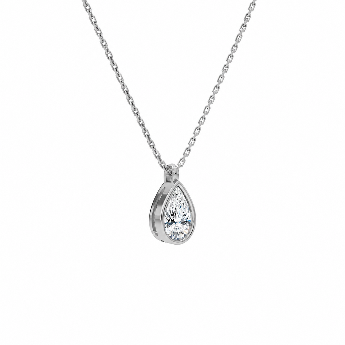 Stellaire Pear Bezel Solitaire Lab-Grown Diamond Pendant Necklace in Platinum, alternate product view